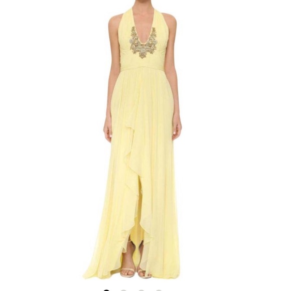 NWT Authentic Marchesa Notte Yellow Gown Dress 12